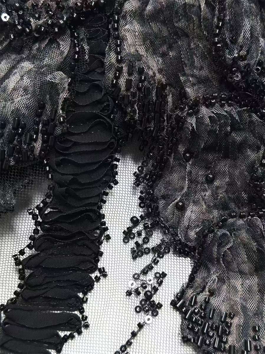 Beaded Tulle 3D Floral Fabric - 5 Yards | MOD HN725