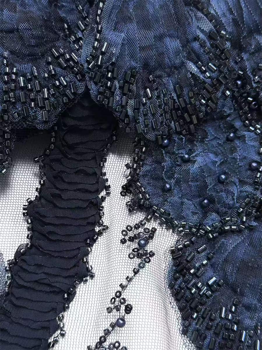Beaded Tulle 3D Floral Fabric - 5 Yards | MOD HN725