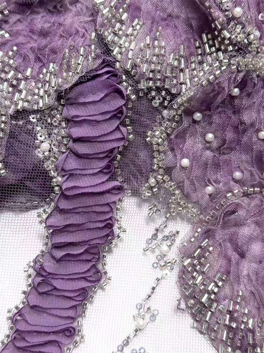 Beaded Tulle 3D Floral Fabric - 5 Yards | MOD HN725