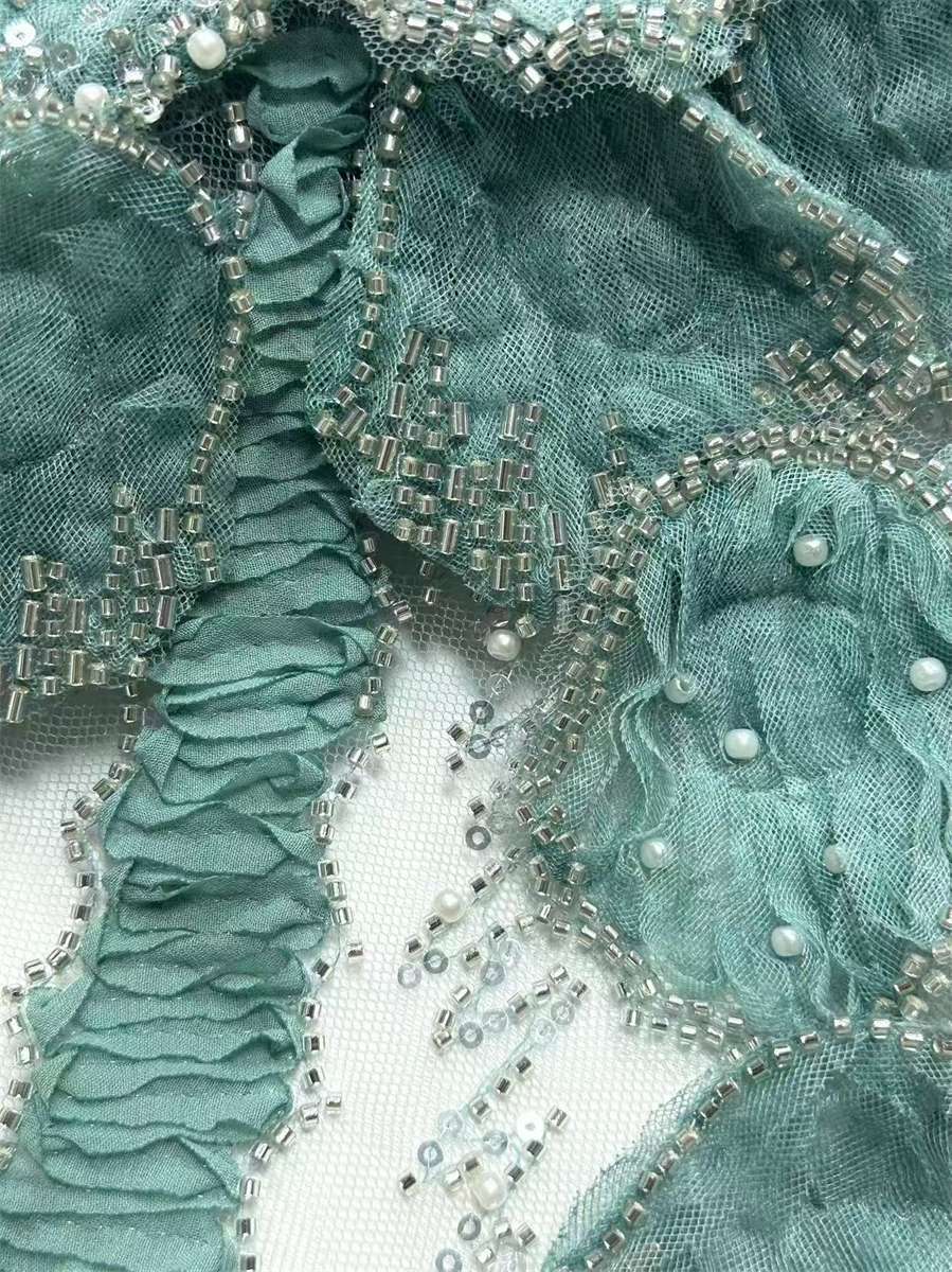 Beaded Tulle 3D Floral Fabric - 5 Yards | MOD HN725