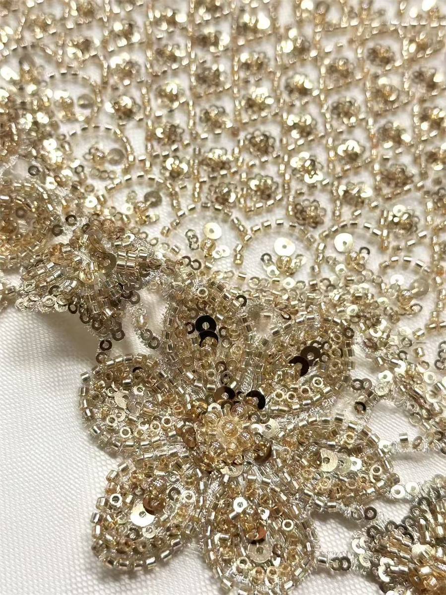 Beaded Tulle Fabric - 5 Yards | COD HN728
