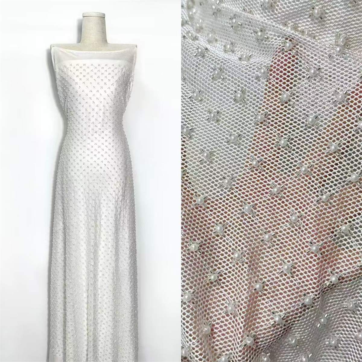 Beaded Tulle Fabric - 5 Yards | COD HN711