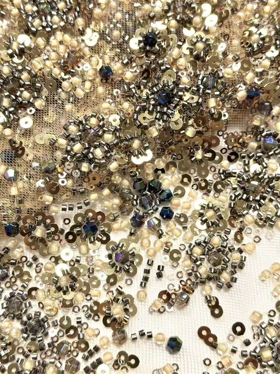 Beaded Tulle Fabric - 5 Yards | COD HN738