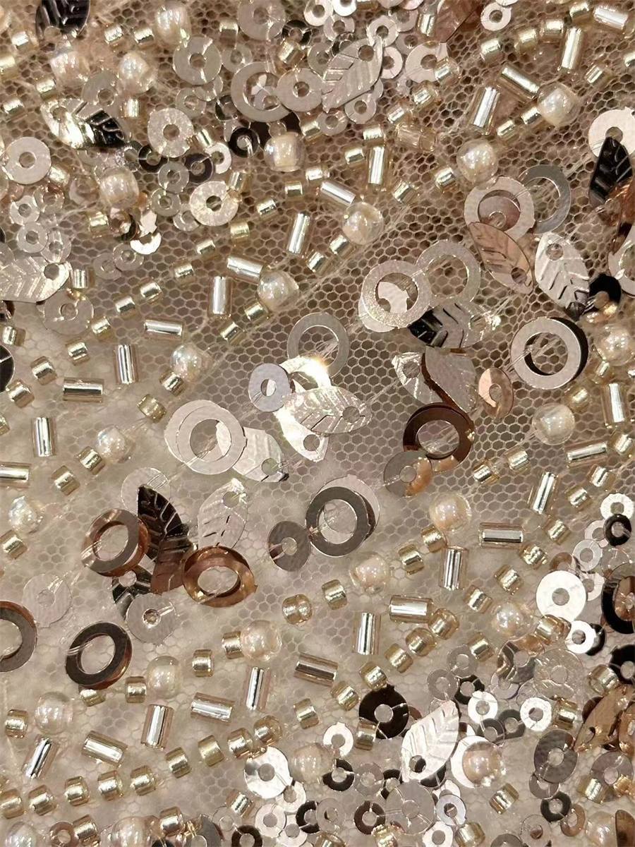 Beaded Tulle Fabric - 5 Yards | COD HN019