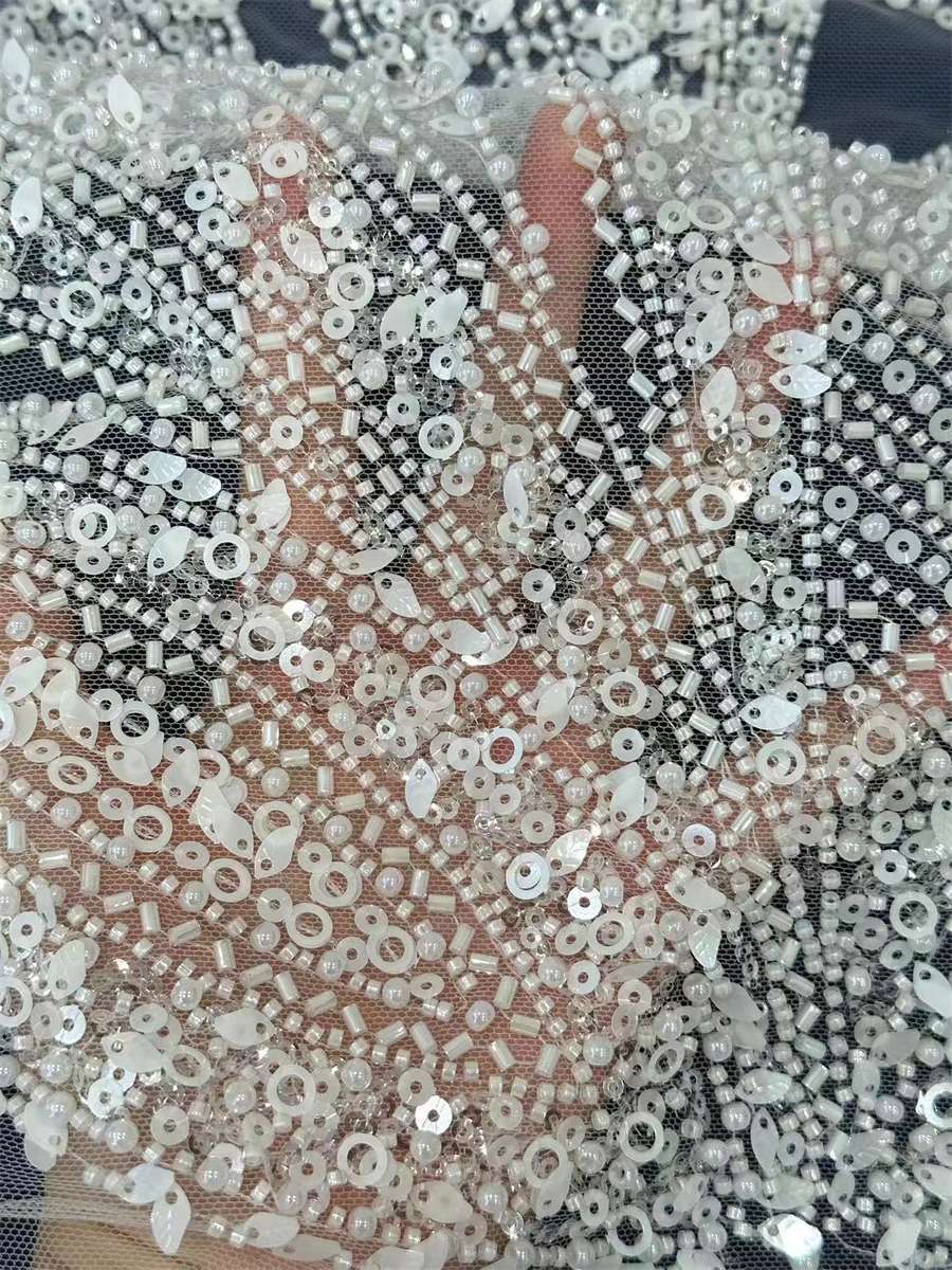 Beaded Tulle Fabric - 5 Yards | COD HN019