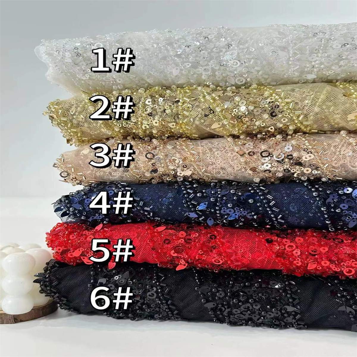 Beaded Tulle Fabric - 5 Yards | COD HN019
