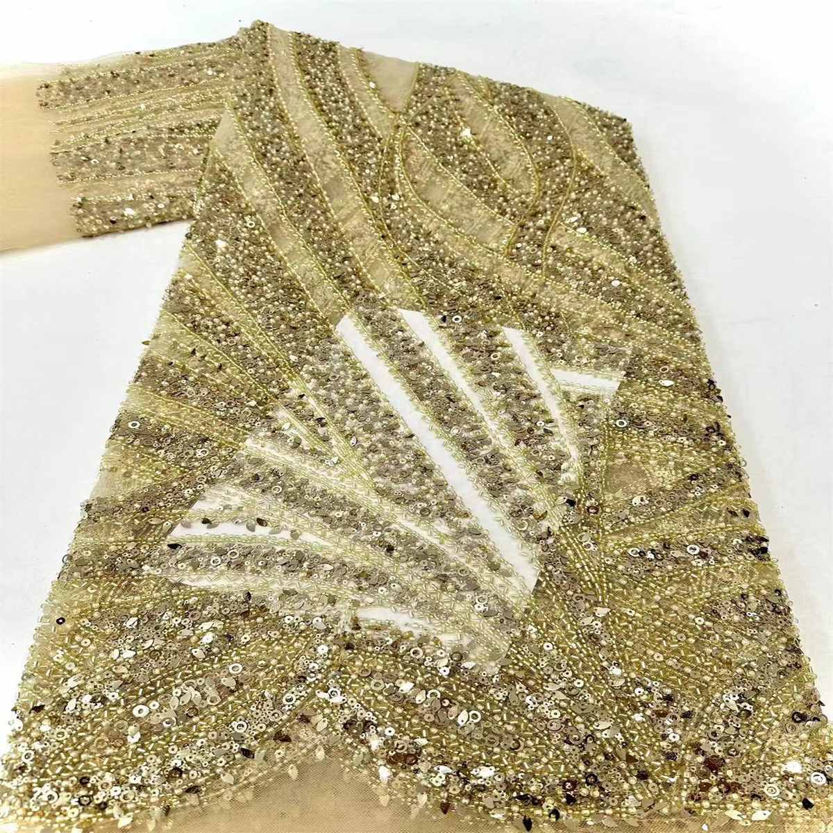 Beaded Tulle Fabric - 5 Yards | COD HN019