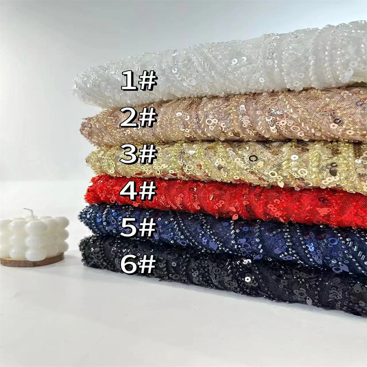 Beaded Tulle Fabric - 5 Yards | COD HN021
