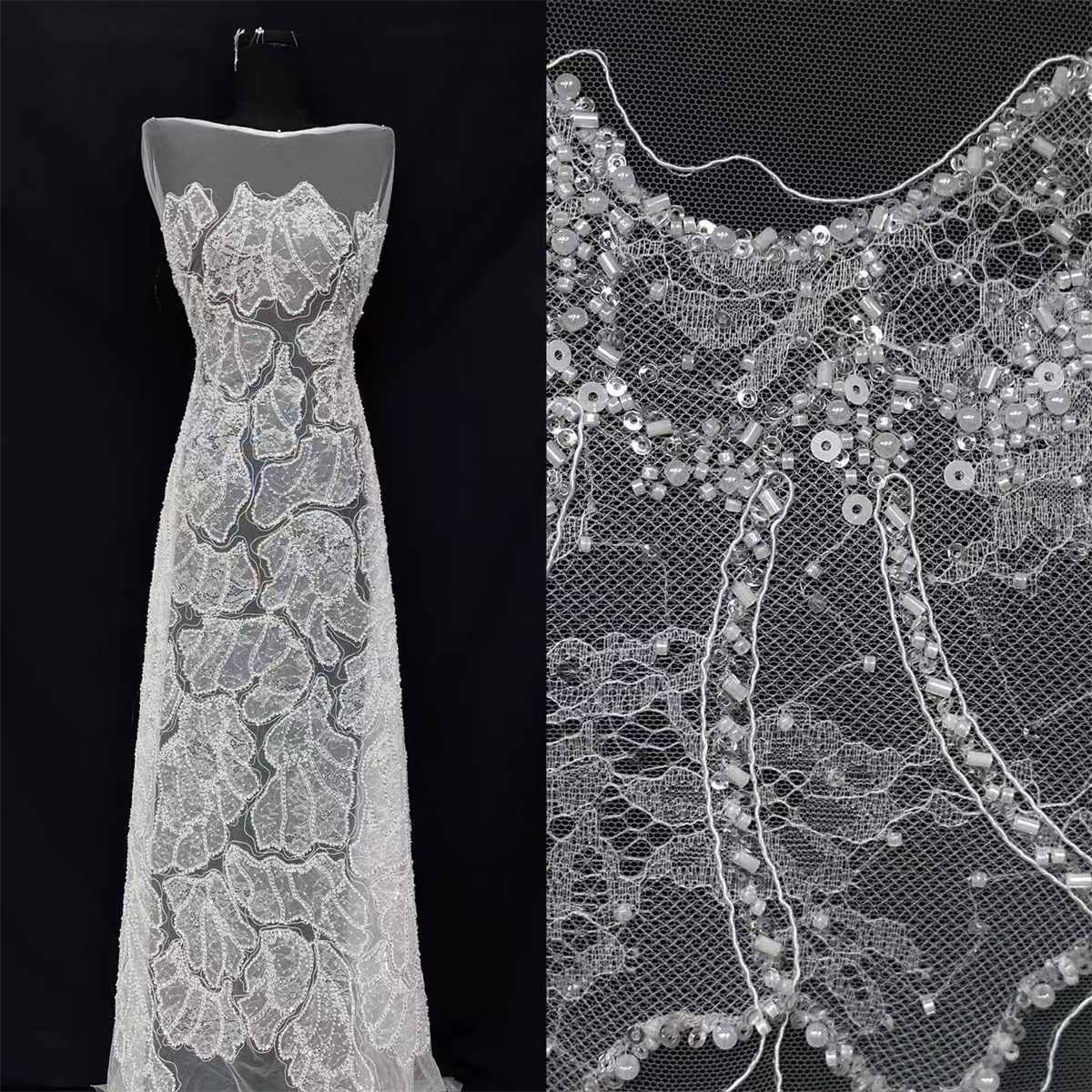 Beaded Tulle Fabric - 5 Yards | COD HN715