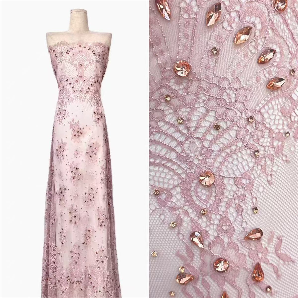 Bridal Lace Fabric - 5 Yards - Corded Beaded 3D Floral Wedding Lace Fabric | COD HN745