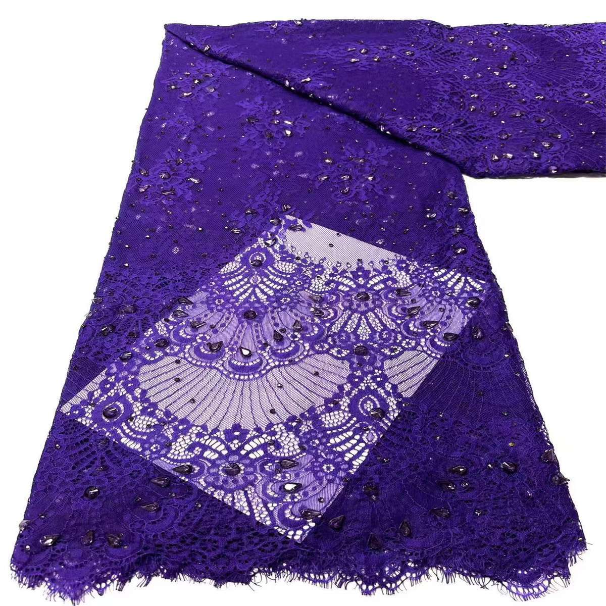 Bridal Lace Fabric - 5 Yards - Corded Beaded 3D Floral Wedding Lace Fabric | COD HN745