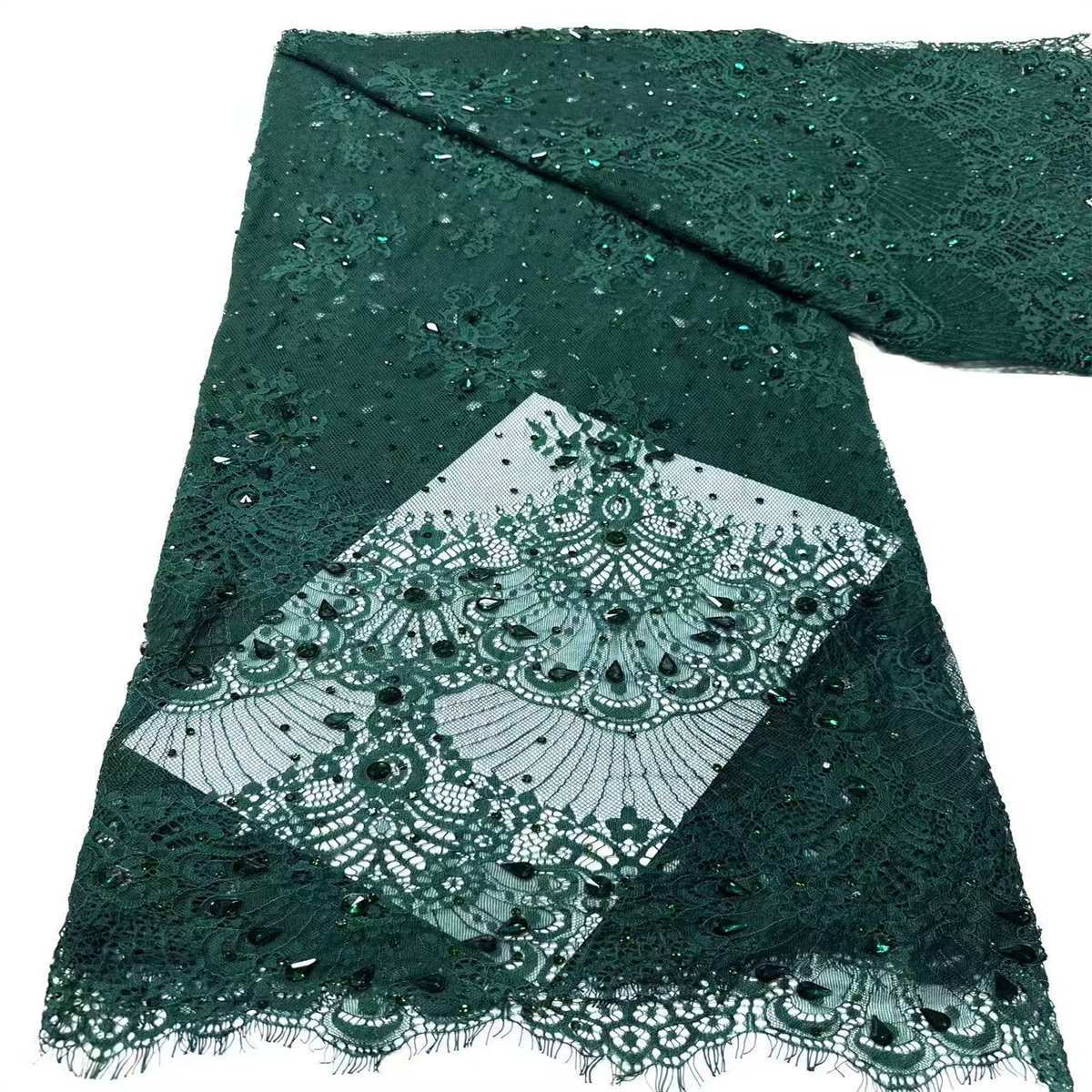 Bridal Lace Fabric - 5 Yards - Corded Beaded 3D Floral Wedding Lace Fabric | COD HN745