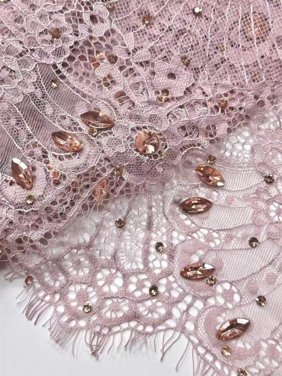 Bridal Lace Fabric - 3 Meters - Corded Beaded 3D Floral Chantilly Wedding Lace Fabric | COD HN745