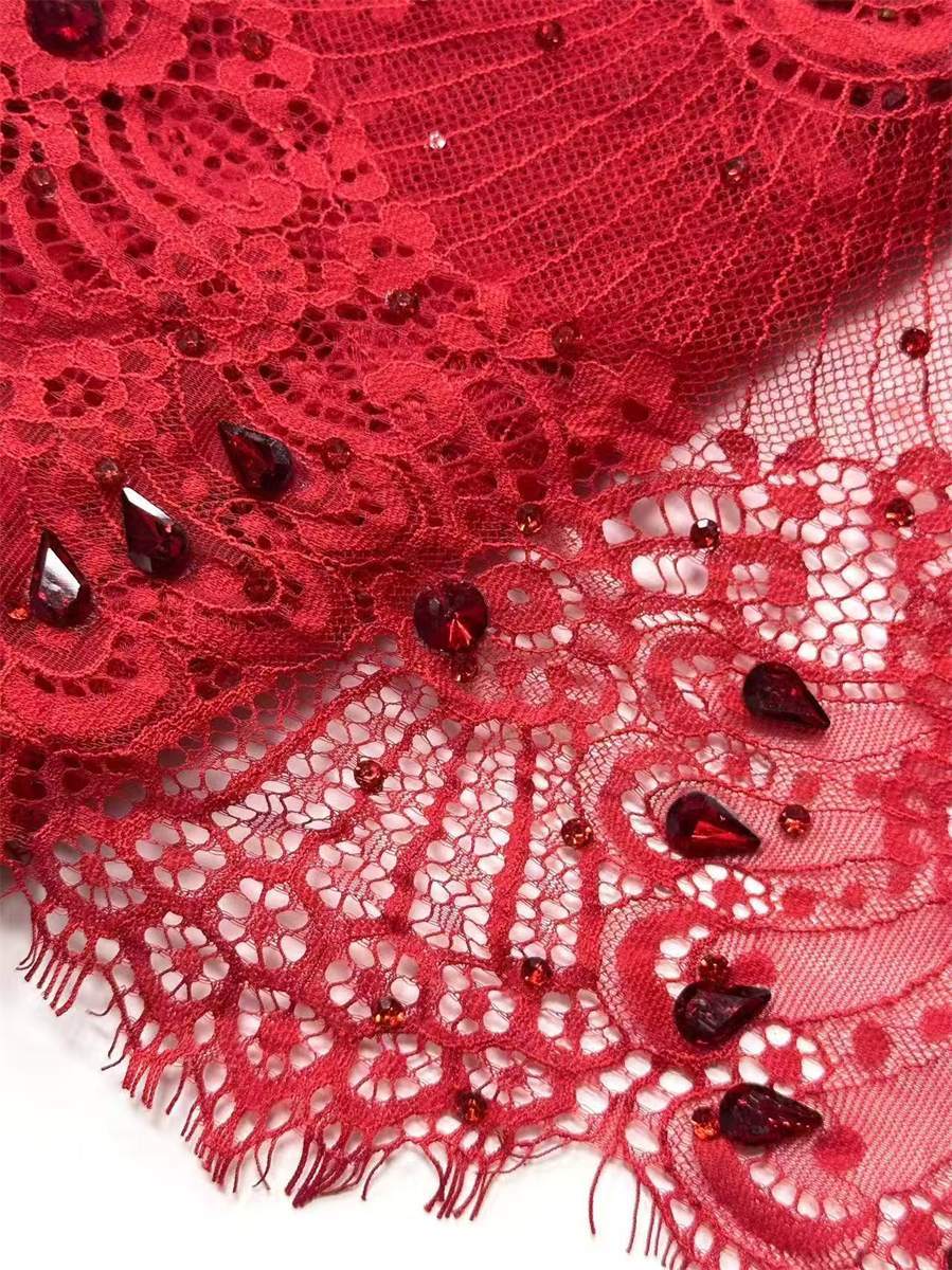 Bridal Lace Fabric - 3 Meters - Corded Beaded 3D Floral Chantilly Wedding Lace Fabric | COD HN745