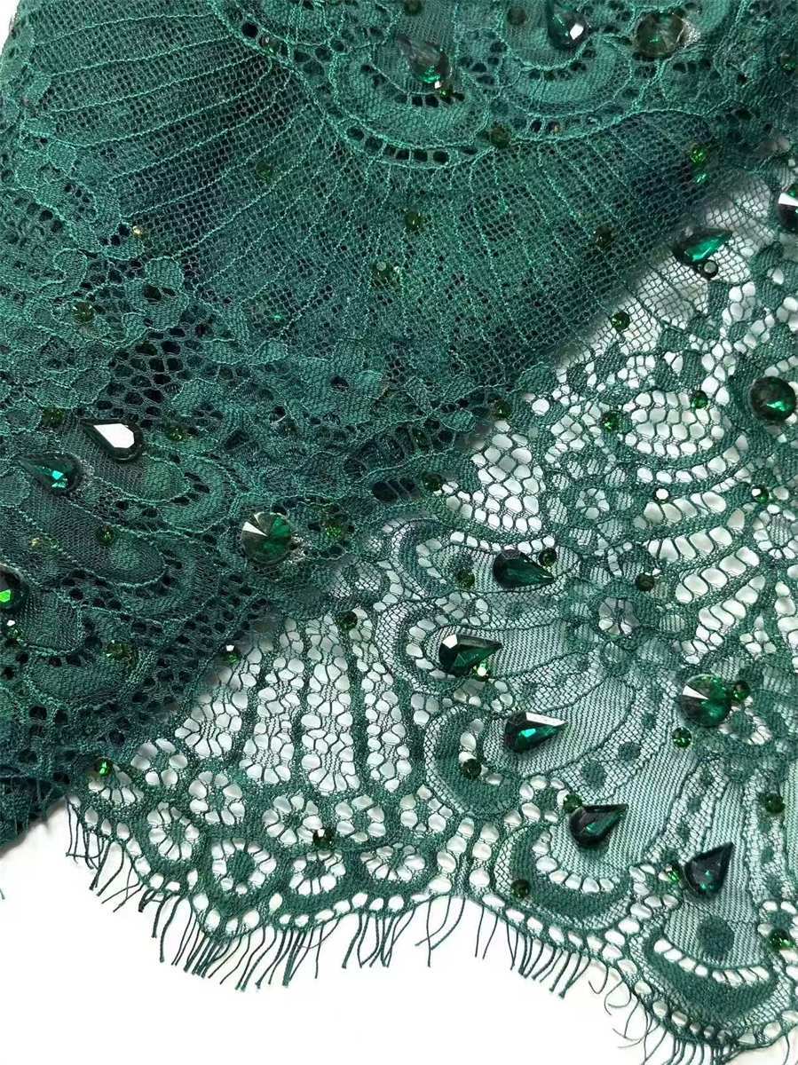 Bridal Lace Fabric - 3 Meters - Corded Beaded 3D Floral Chantilly Wedding Lace Fabric | COD HN745