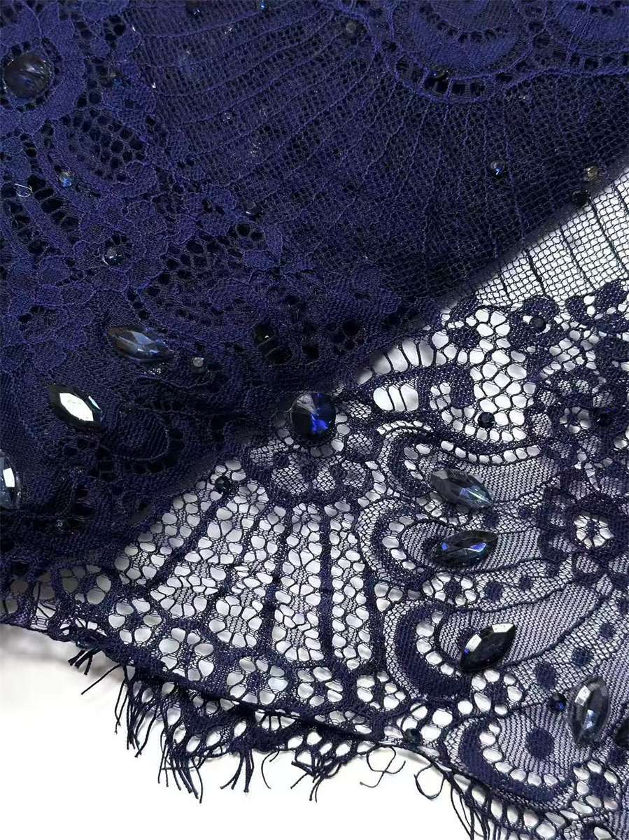 Bridal Lace Fabric - 3 Meters - Corded Beaded 3D Floral Chantilly Wedding Lace Fabric | COD HN745