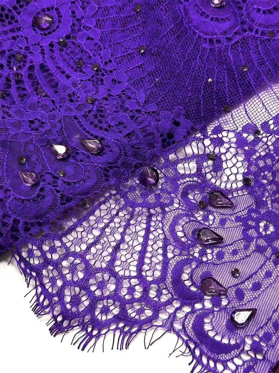 Bridal Lace Fabric - 3 Meters - Corded Beaded 3D Floral Chantilly Wedding Lace Fabric | COD HN745