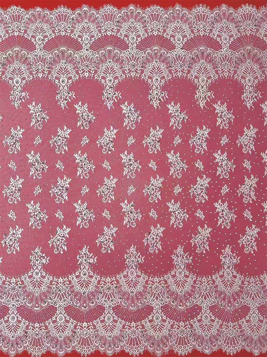 Bridal Lace Fabric - 3 Meters - Corded Beaded 3D Floral Chantilly Wedding Lace Fabric | COD HN745