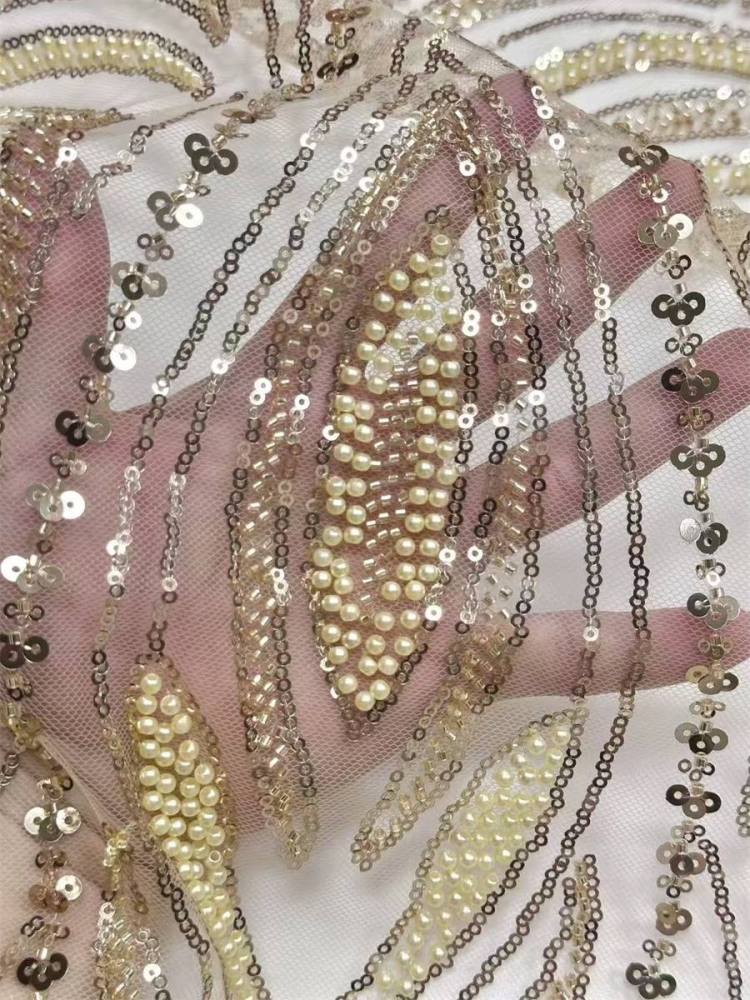 Beaded Tulle Fabric - 5 Yards | COD HN748