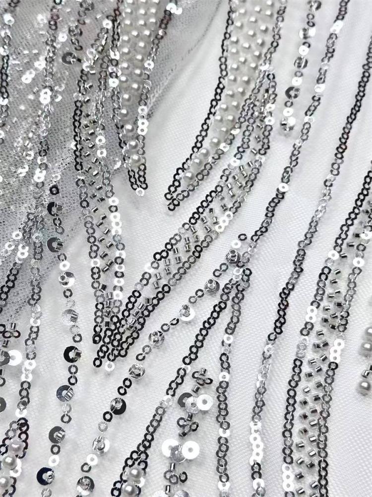 Beaded Tulle Fabric - 5 Yards | COD HN748