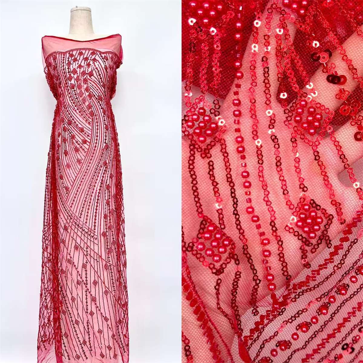 Beaded Tulle Fabric - 5 Yards | COD HN749