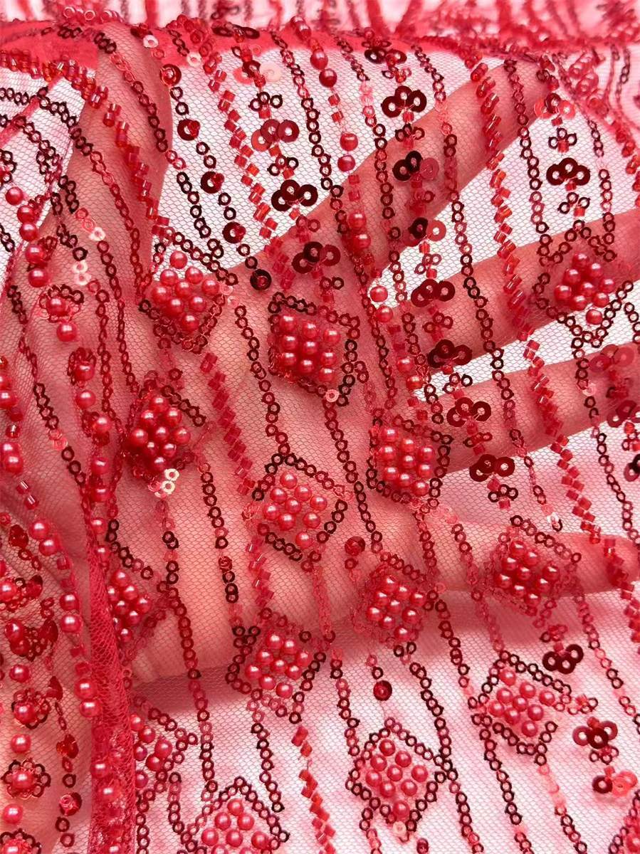 Beaded Tulle Fabric - 5 Yards | COD HN749