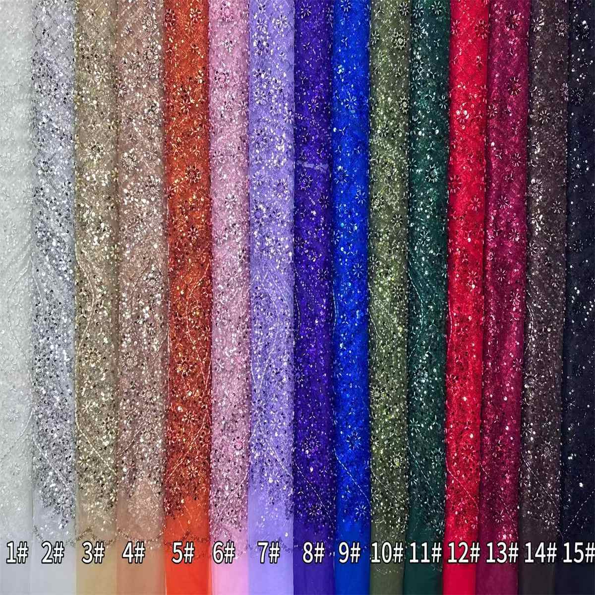Beaded Tulle Fabric - 5 Yards | COD HN750