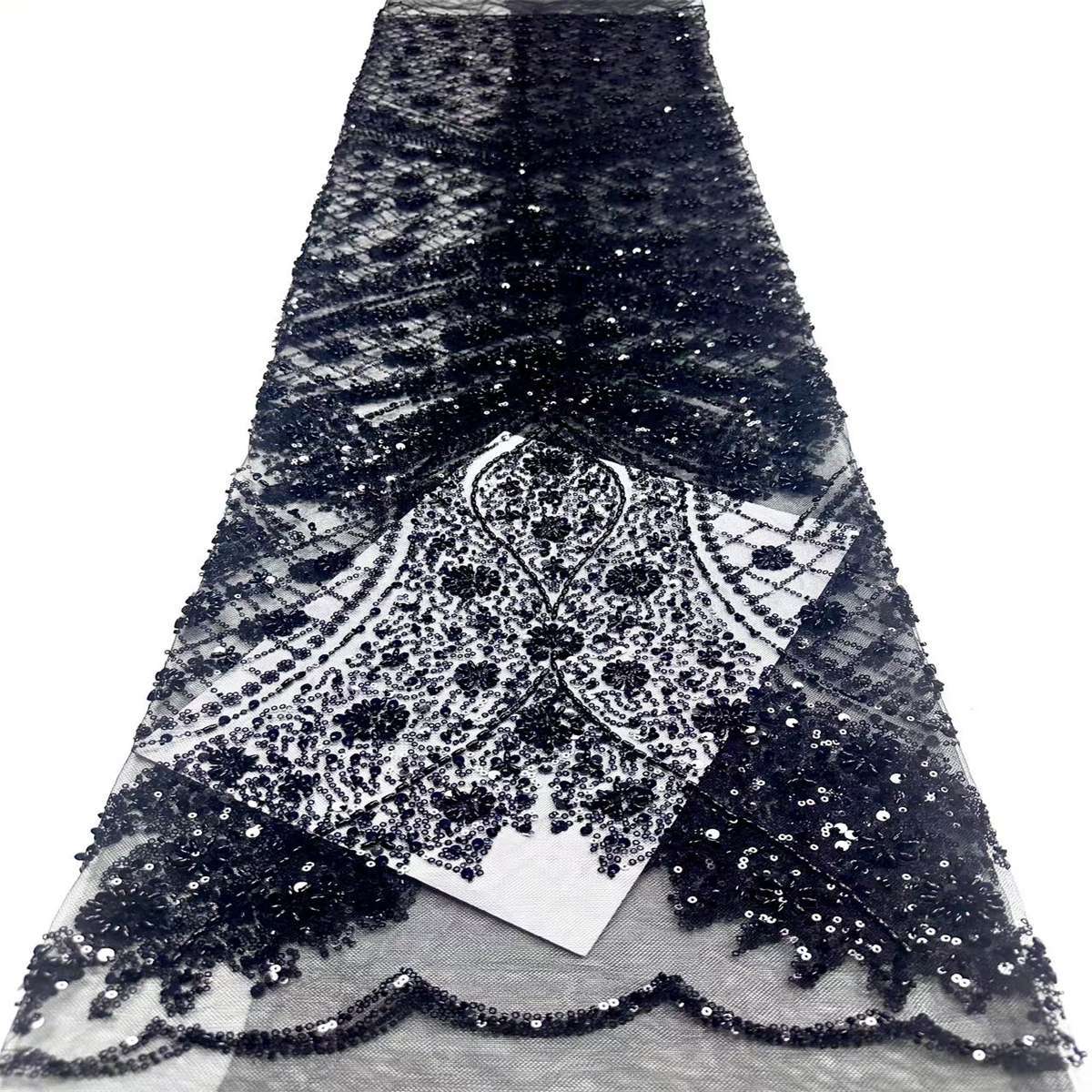Beaded Tulle Fabric - 5 Yards | COD HN750