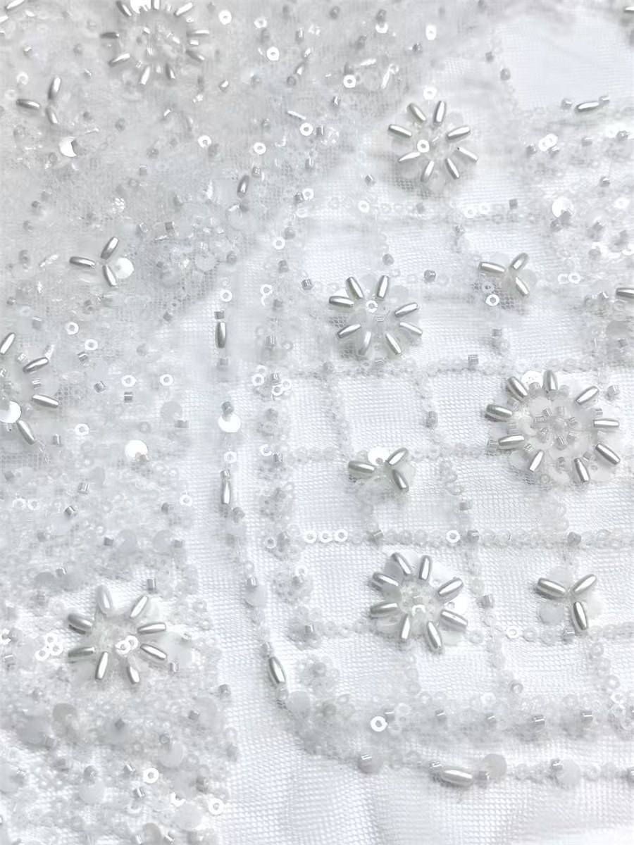 Beaded Tulle Fabric - 5 Yards | COD HN750