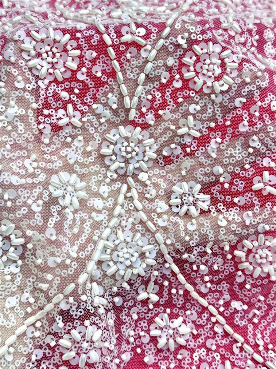 Beaded Tulle Fabric - 5 Yards | COD HN750