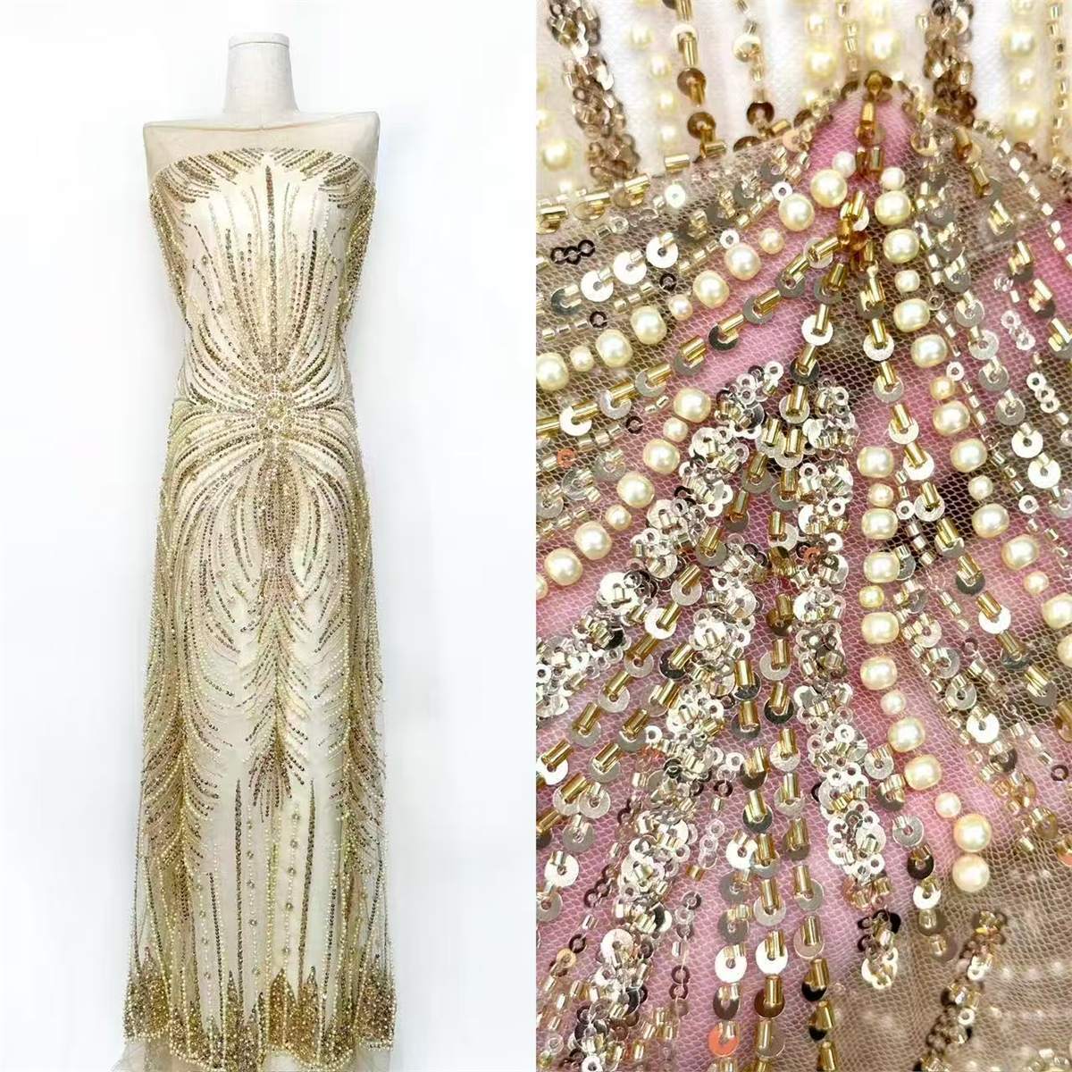 Beaded Tulle Fabric - 5 Yards | COD HN752