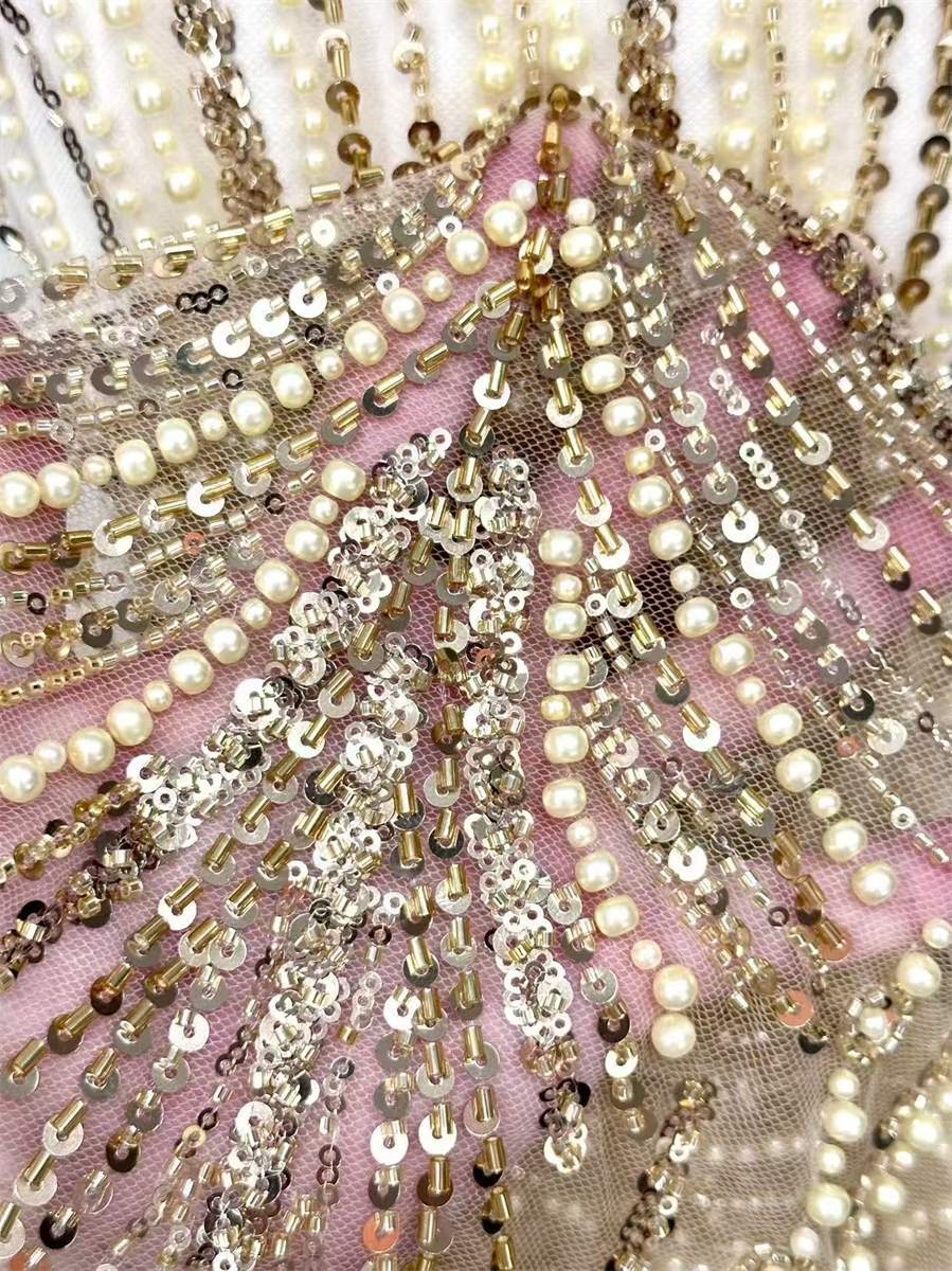 Beaded Tulle Fabric - 5 Yards | COD HN752