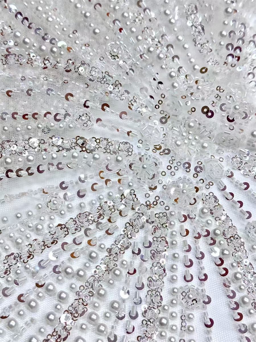 Beaded Tulle Fabric - 5 Yards | COD HN752