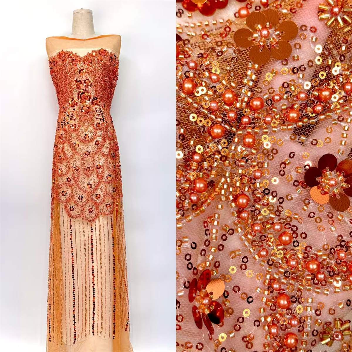 Beaded Tulle Fabric - 5 Yards | COD HN753