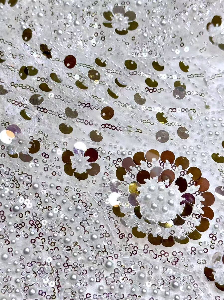 Beaded Tulle Fabric - 5 Yards | COD HN753