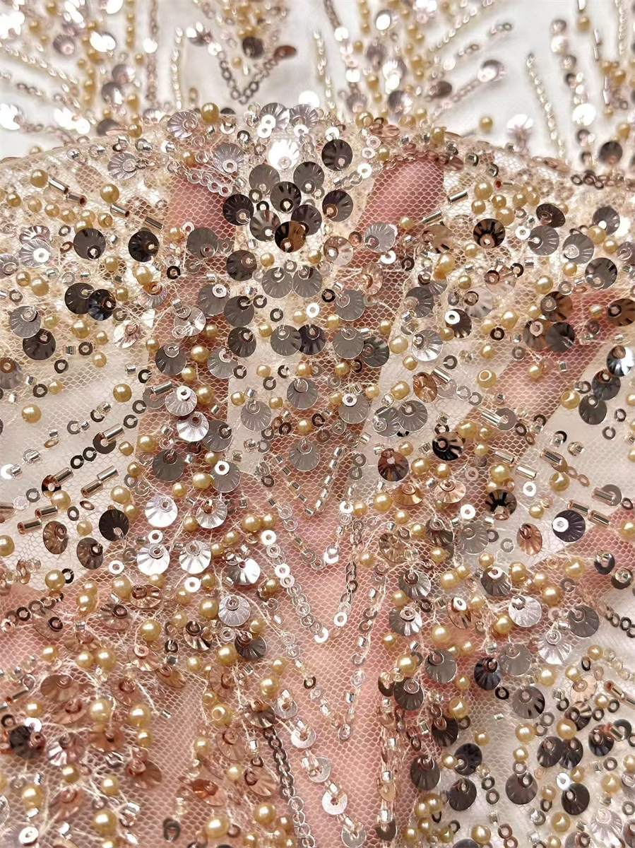 Beaded Tulle Fabric - 5 Yards | COD HN756