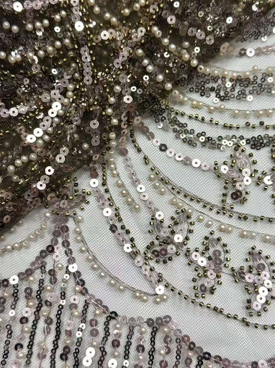 Beaded Tulle Fabric - 5 Yards | COD HN758