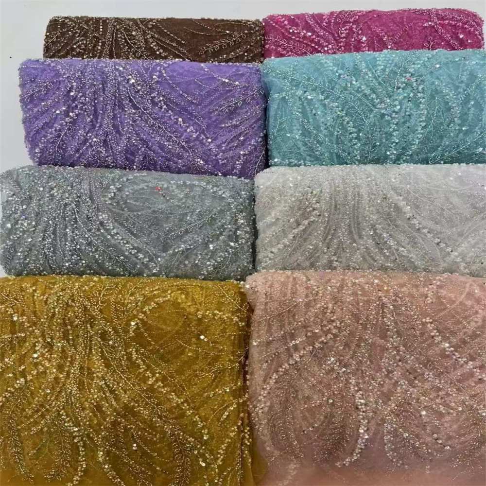 Beaded Tulle Fabric - 5 Yards | COD lil080