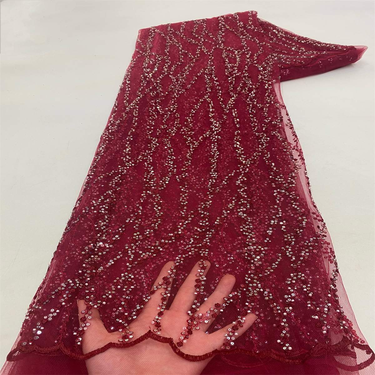 Beaded Tulle Fabric - 5 Yards | COD lil083       绣