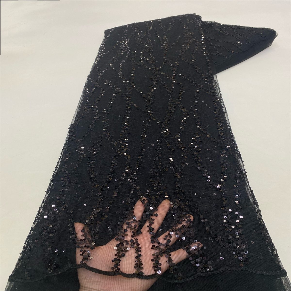 Beaded Tulle Fabric - 5 Yards | COD lil083       绣