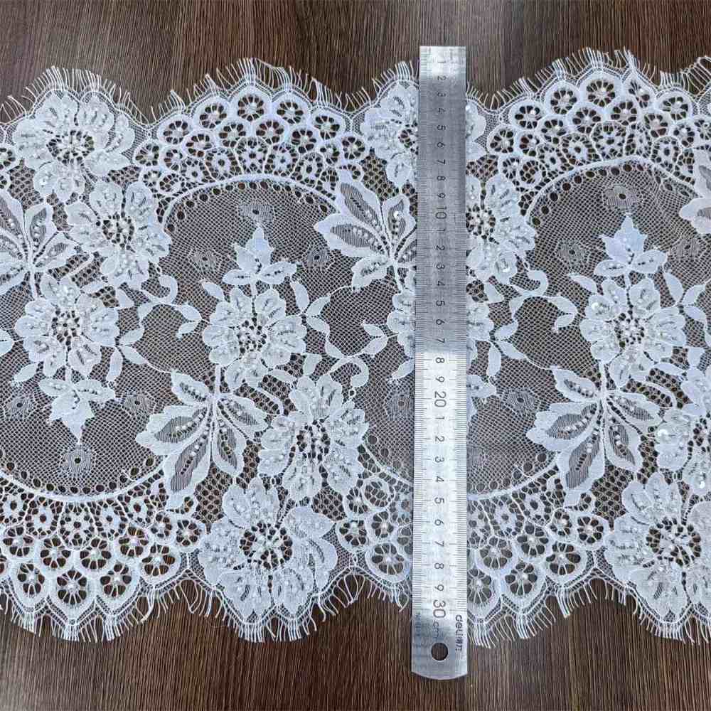 Bridal Lace Trim - 9 Meters - Beaded Chantilly Wedding Lace Trim | COD lil098