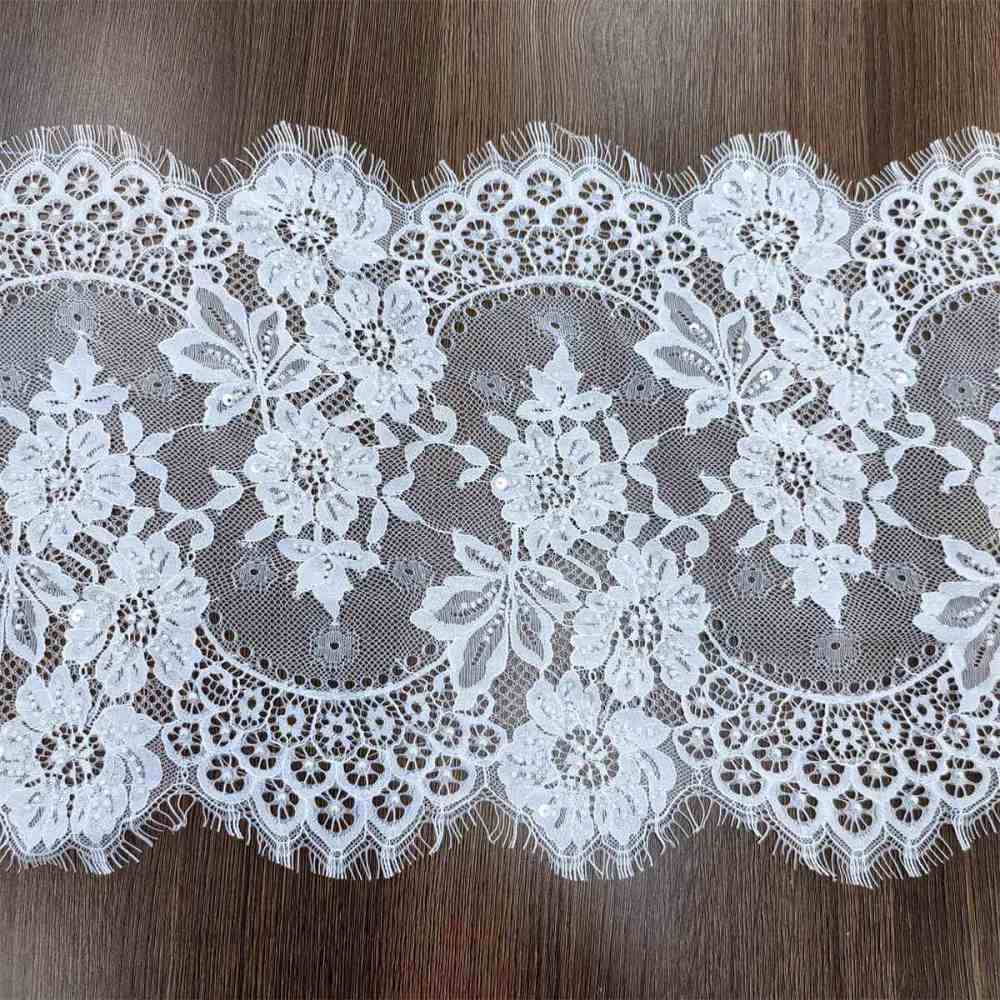 Bridal Lace Trim - 9 Meters - Beaded Chantilly Wedding Lace Trim | COD lil098