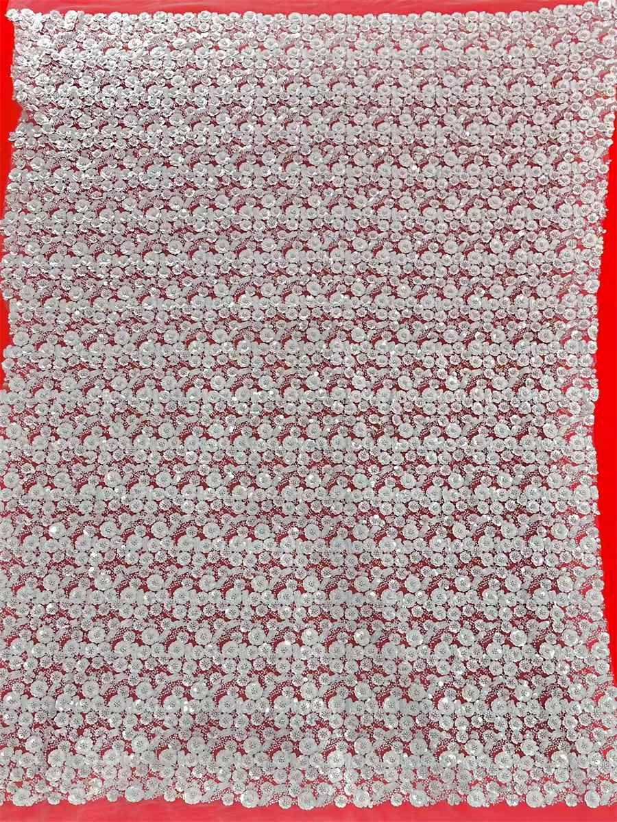 5 Yards Bridal Lace Fabric, Beaded Sequin Lace Fabric, ITM HN140