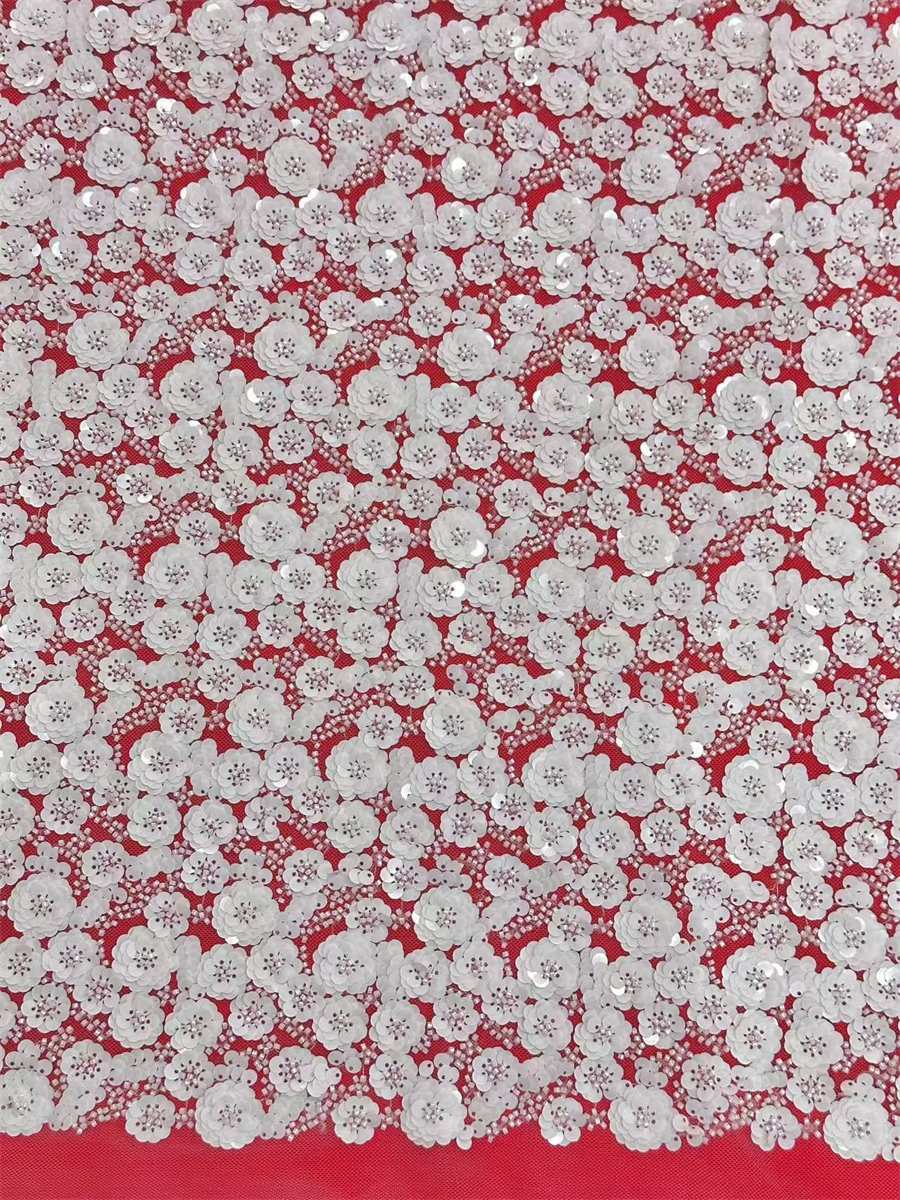 5 Yards Bridal Lace Fabric, Beaded Sequin Lace Fabric, ITM HN140