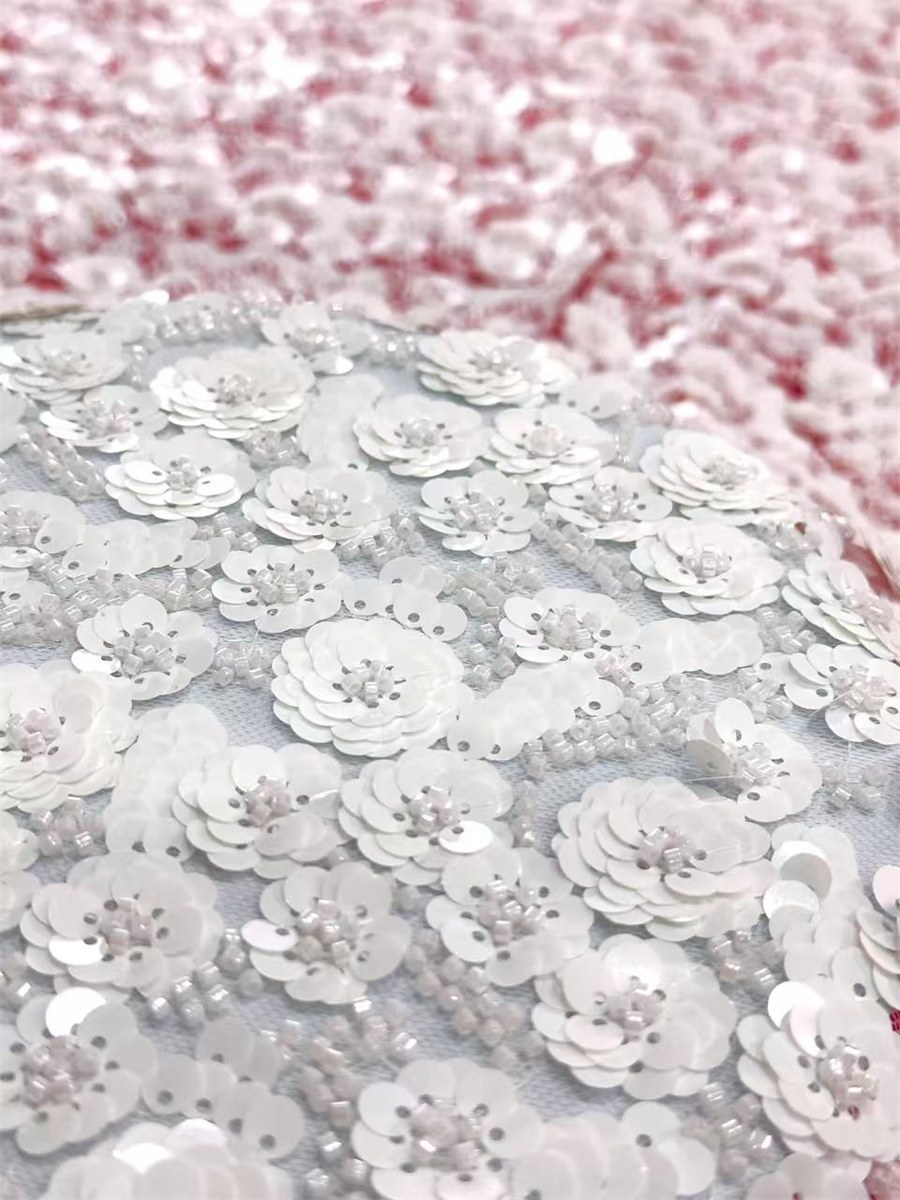 5 Yards Bridal Lace Fabric, Beaded Sequin Lace Fabric, ITM HN140