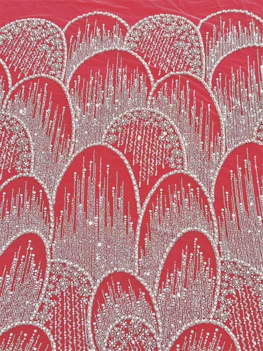 Bridal Lace Fabric - 5 Yards - Beaded Wedding Lace Fabric | COD HN150