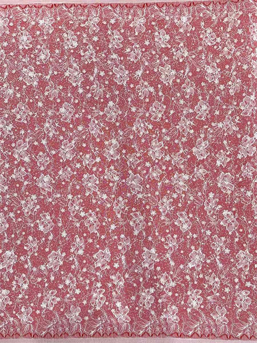 Bridal Lace Fabric - 3 Meters - Beaded 3D Floral Chantilly Wedding Lace Fabric | COD HN183