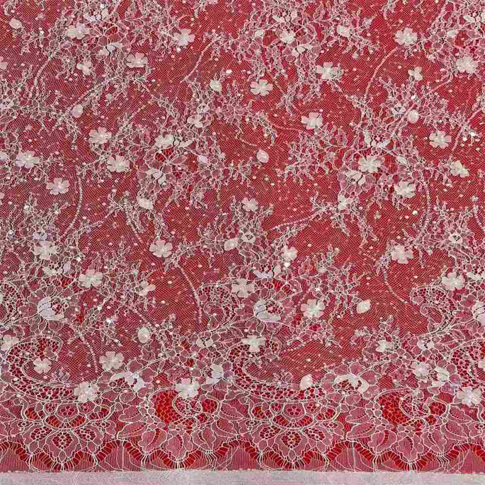 Bridal Lace Fabric - 3 Meters - Beaded Chantilly Wedding Lace Fabric | COD HN186