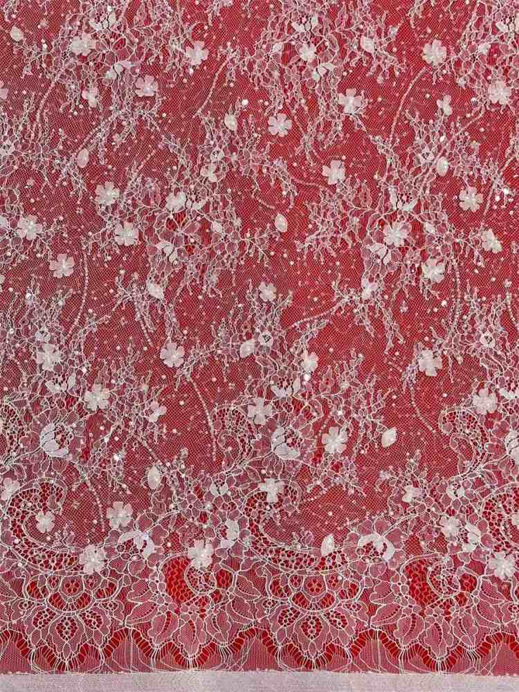 Bridal Lace Fabric - 3 Meters - Beaded Chantilly Wedding Lace Fabric | COD HN186