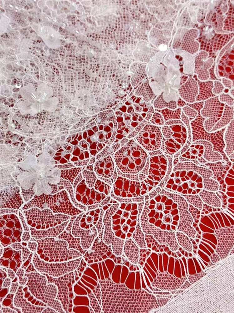 Bridal Lace Fabric - 3 Meters - Beaded Chantilly Wedding Lace Fabric | COD HN186